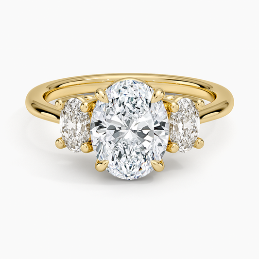 Trilogy Oval (Oval Sides) Lab Diamond Ring in 18K Gold
