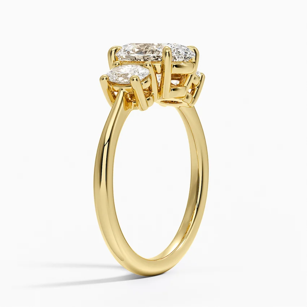 Trilogy Oval (Oval Sides) Lab Diamond Ring in 18K Gold