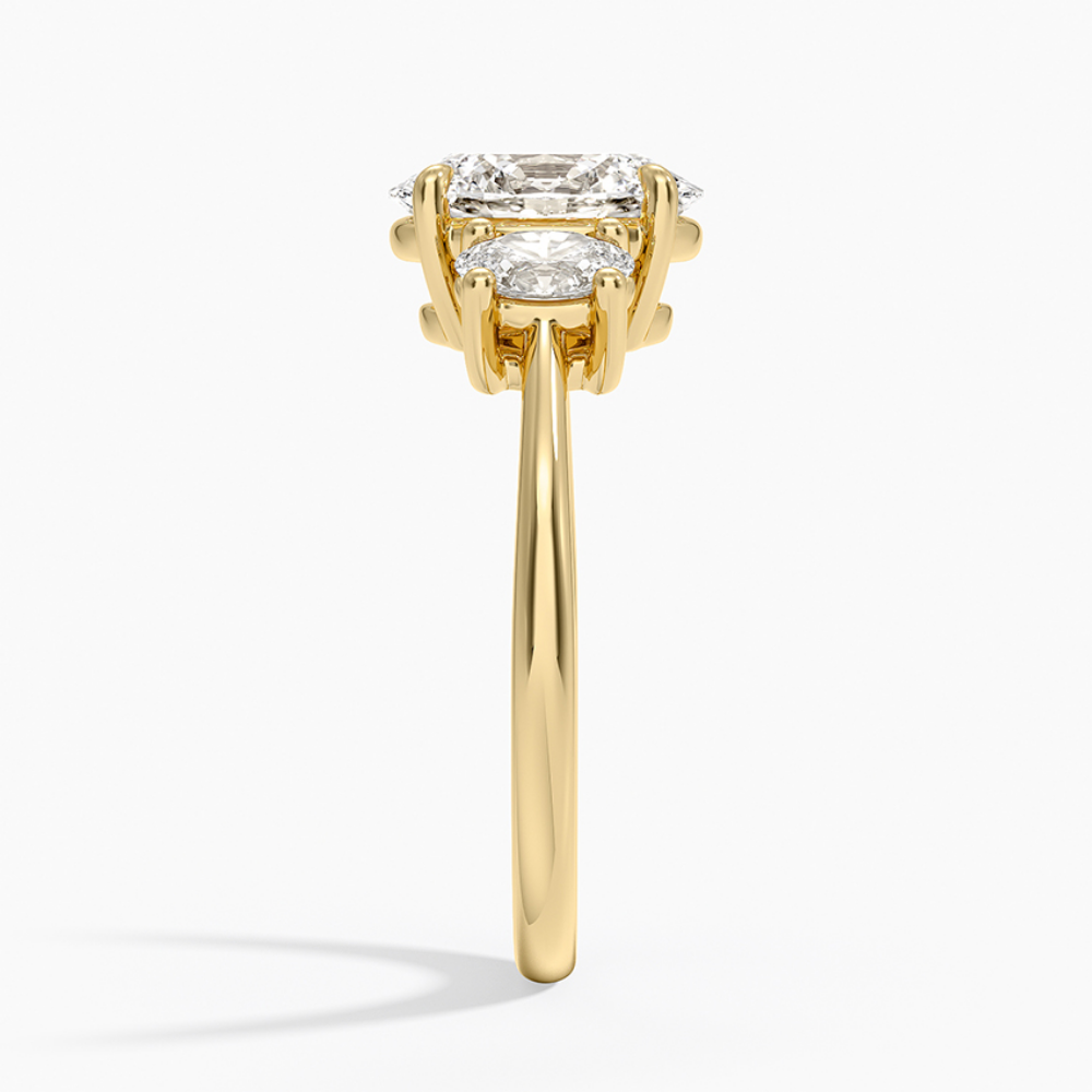 Trilogy Oval (Oval Sides) Lab Diamond Ring in 18K Gold