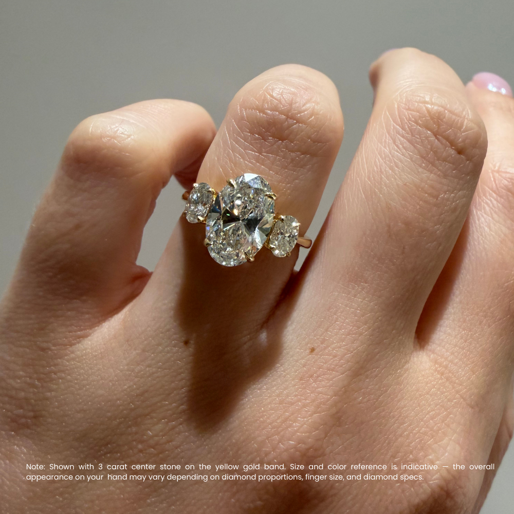 Trilogy Oval (Oval Sides) Lab Diamond Ring in 18K Gold