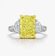 Trilogy Fancy Yellow Radiant (Epaulette Side Diamonds ) Lab Diamond Ring in White Gold 18K