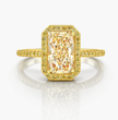 Halo Pave Fancy Yellow Radiant (Yellow Pave and Halo Diamonds) Lab Diamond Ring in Yellow Gold 18K