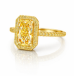 Halo Pave Fancy Yellow Radiant (Yellow Pave and Halo Diamonds) Lab Diamond Ring in Yellow Gold 18K