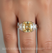 Trilogy Fancy Yellow Asscher (Trapezoid Side Diamonds) Lab Diamond Ring in White Gold 18K