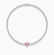 Pink Heart Tennis Lab Diamond ( 18 ct. tw. ) Chocker Necklace (14 in.) 18K White Gold