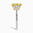 Trilogy Fancy Yellow Oval (Half-Moon Side Diamonds) Lab Diamond Ring in White Gold 18K