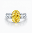 Nathalie Fancy Yellow Oval on an Oval Eternity Band Lab Diamond Ring in White Gold 18K