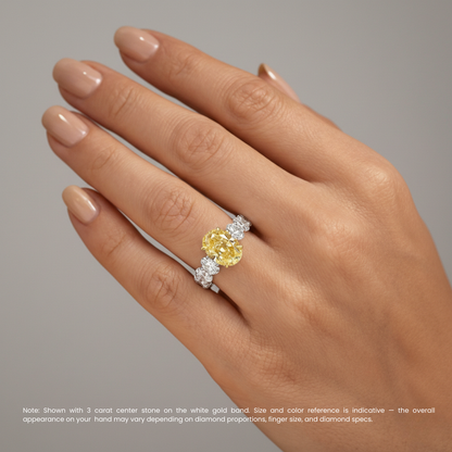 Nathalie Fancy Yellow Oval on an Oval Eternity Band Lab Diamond Ring in White Gold 18K