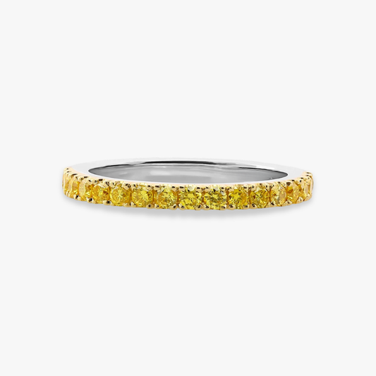 Fancy Yellow Half-Eternity Lab Grown Diamond Band Ring 18K Gold