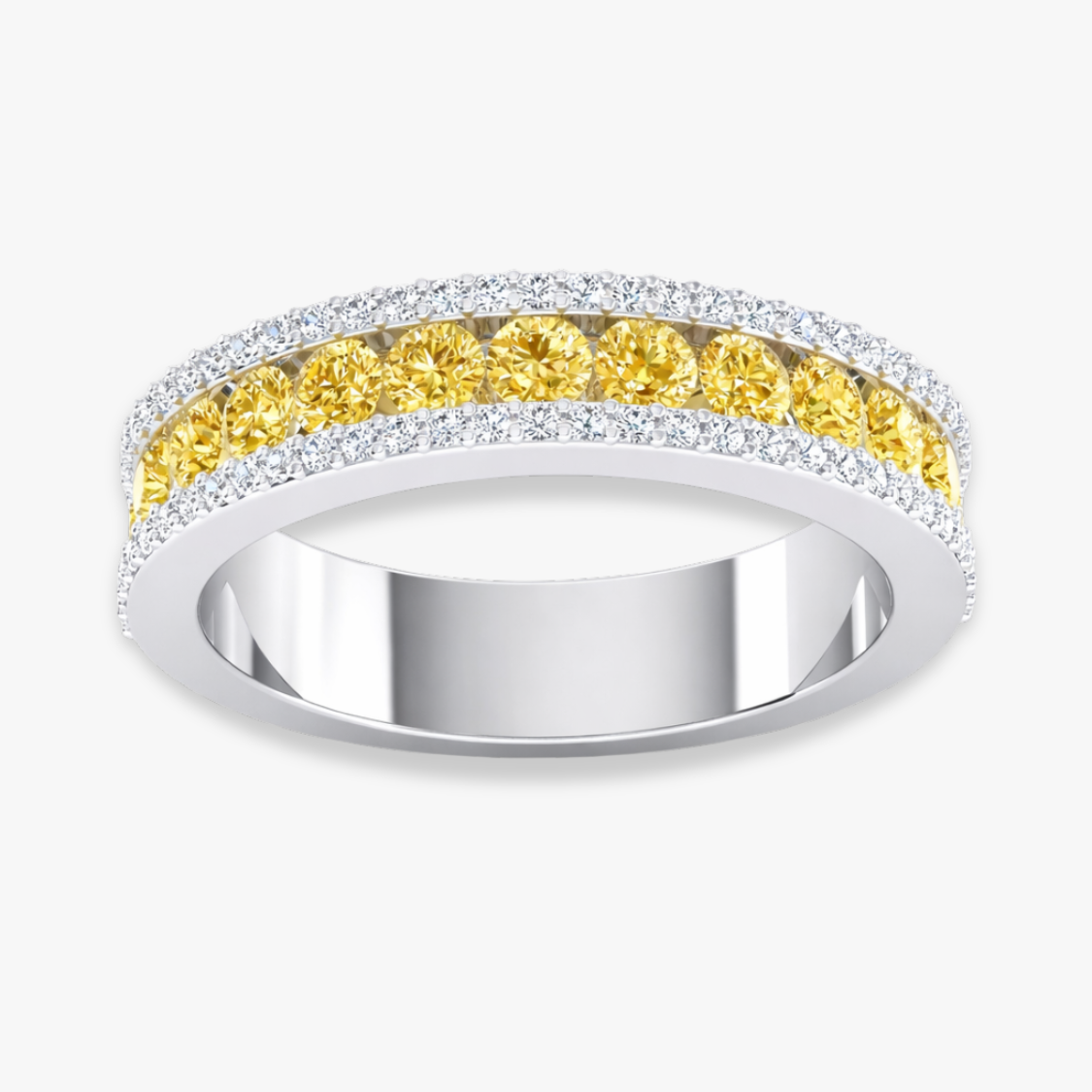 Yvonne Half- Eternity Fancy Yellow Round Diamonds Lab Grown Diamond Band Ring 5 mm 18K Yellow Gold