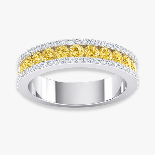Yvonne Half- Eternity Fancy Yellow Round Diamonds Lab Grown Diamond Band Ring 5 mm 18K Yellow Gold