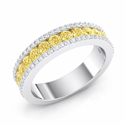 Yvonne Half- Eternity Fancy Yellow Round Diamonds Lab Grown Diamond Band Ring 5 mm 18K Yellow Gold