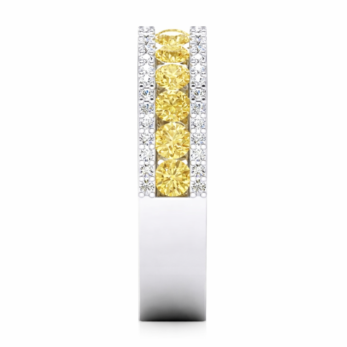 Yvonne Half- Eternity Fancy Yellow Round Diamonds Lab Grown Diamond Band Ring 5 mm 18K Yellow Gold