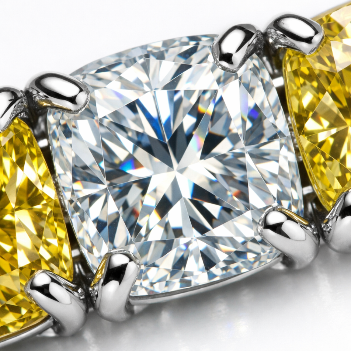 Fancy Yellow and White Alternating Cushion Tennis Lab Diamond Bracelet (10 ct. tw.) 18K White Gold