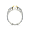Trilogy Fancy Yellow Pear (Heart Side Diamonds) Lab Diamond Ring on a 3-sided Pave in White Gold 18K