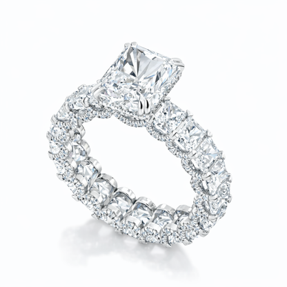 11 Carat Set of Jana Eternity Radiant (7 ct. tw.)  +  Radiant Eternity (4 ct. tw.) Lab Diamond Rings in White Gold 18K | IGI and SGL certificates