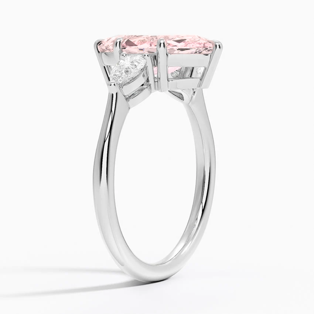 Trilogy Marquise Pink Lab Diamond 18K Gold Ring