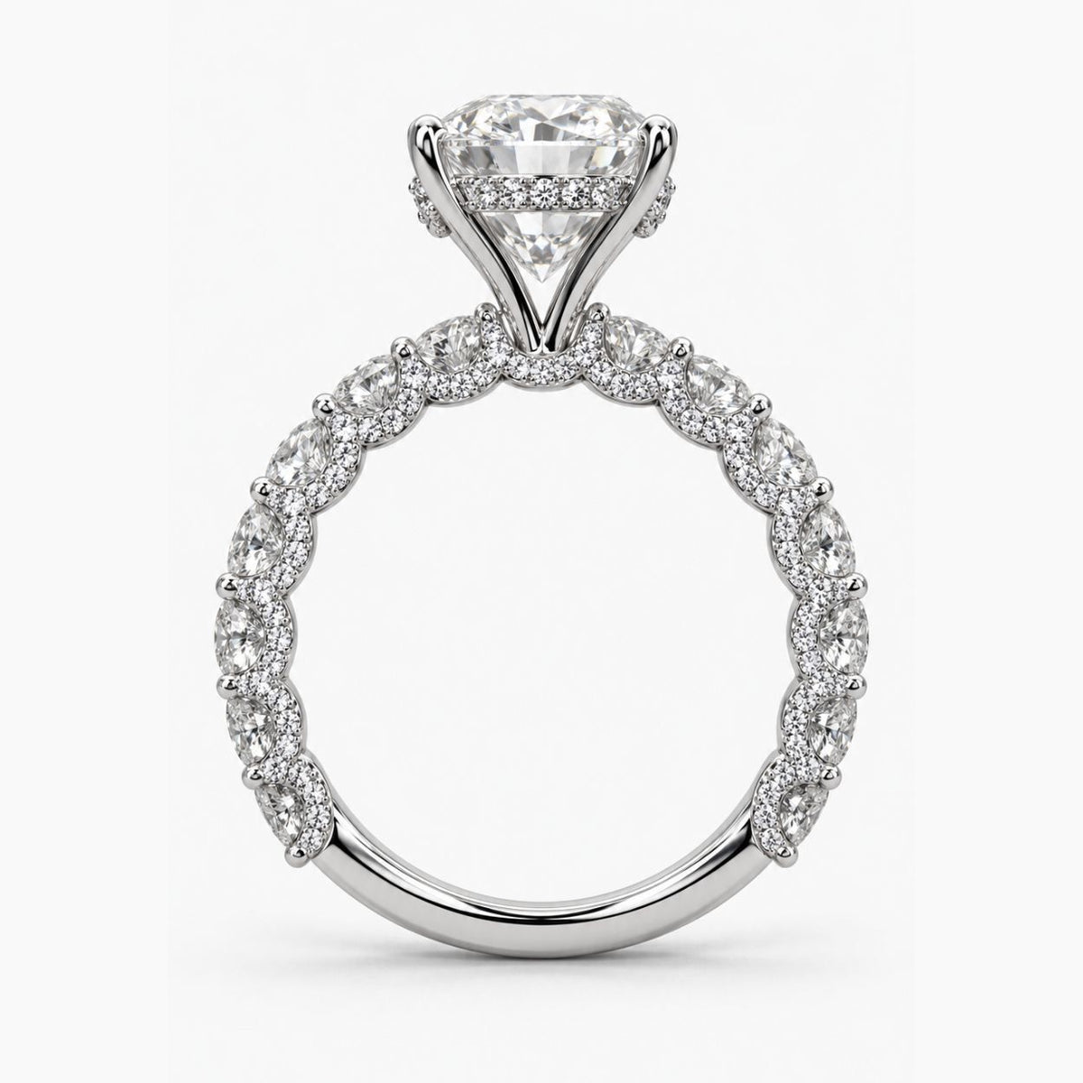 Osha Ring - Oval Lab Diamond 4.5 carat VVS2 E + 12x0.1 ct