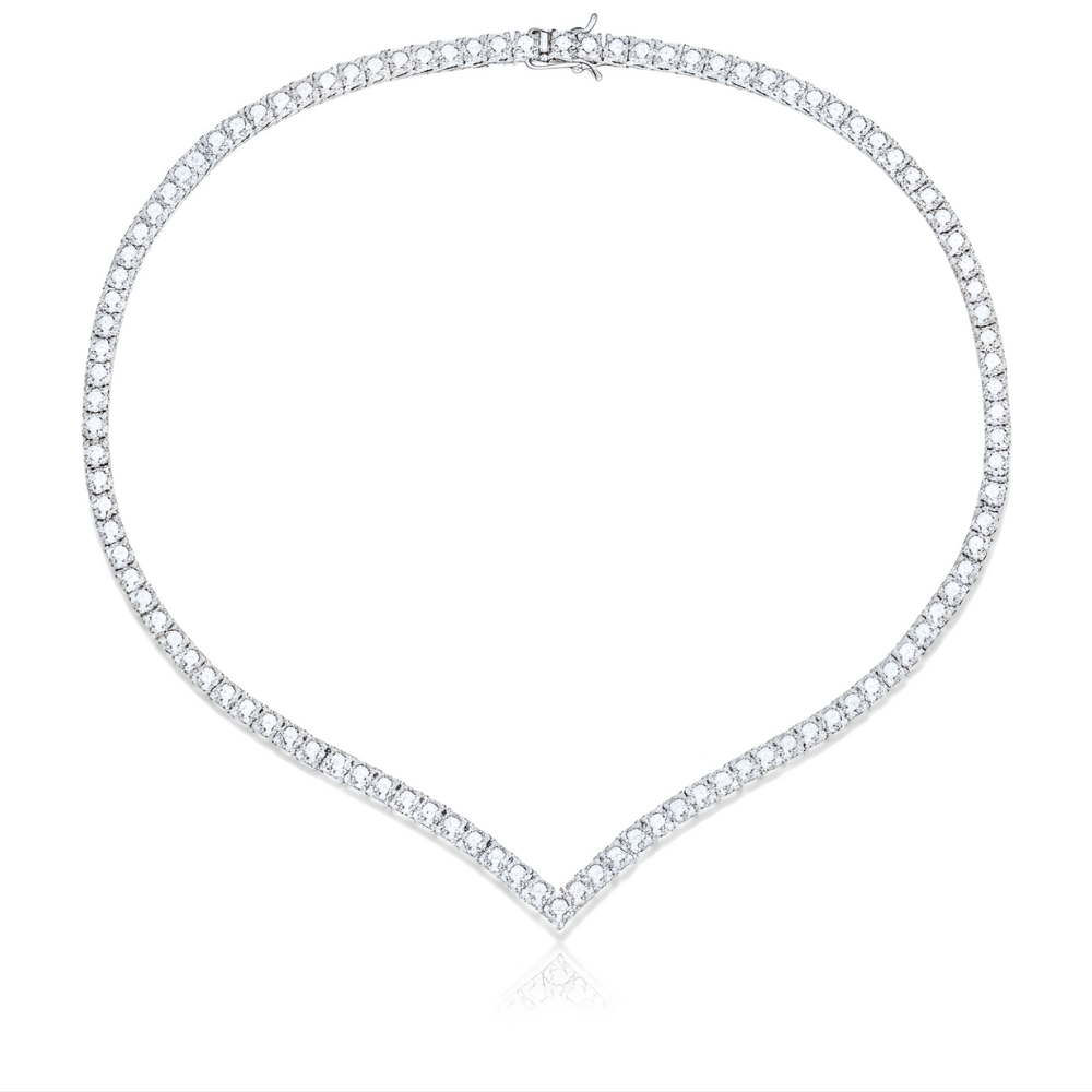 V-Shaped Tennis Lab Diamond (20 ct) Necklace (17 in.) 18K White Gold