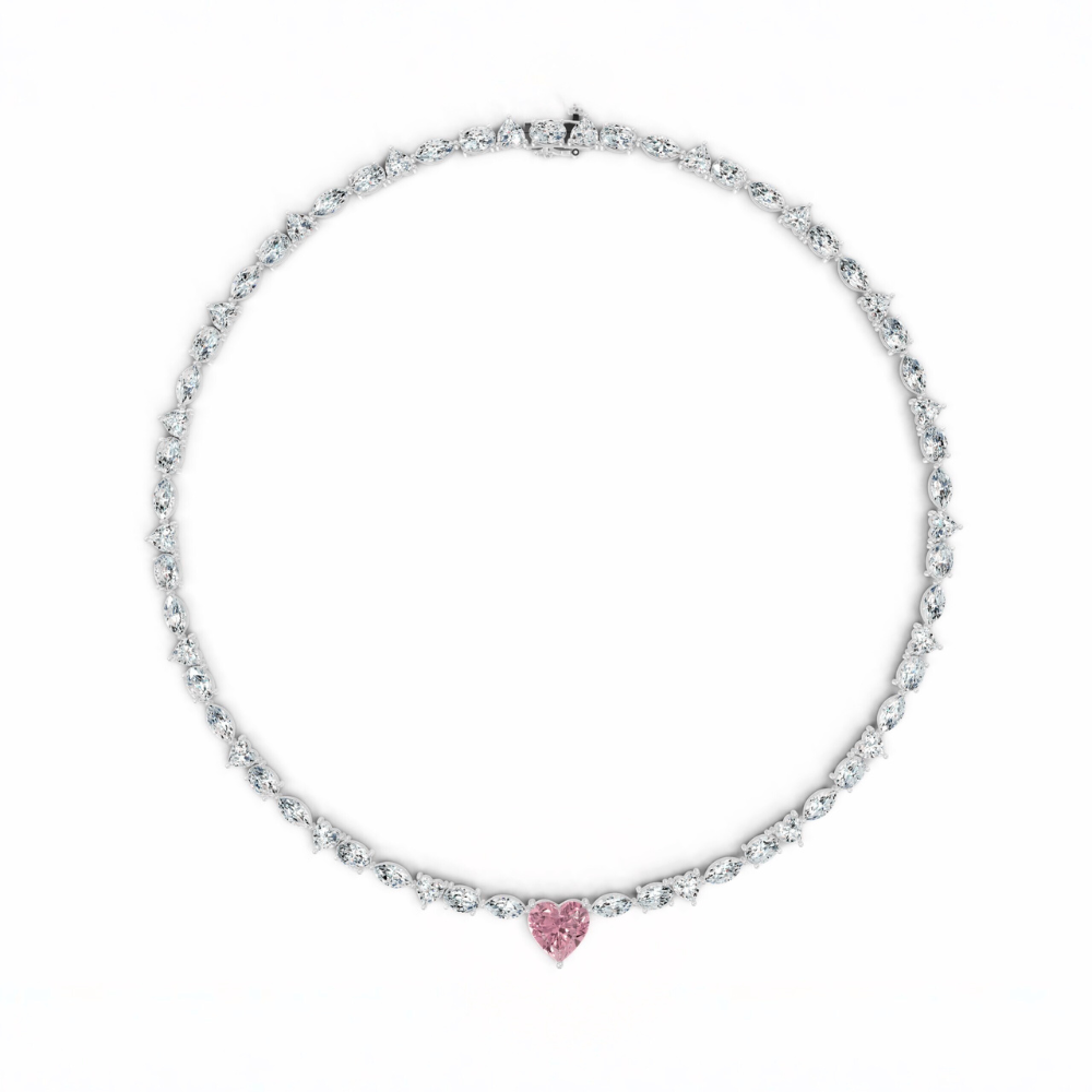 Alma Pink Heart Lab Diamond ( 24 ct. tw. ) Necklace (16 in.) 18K White Gold