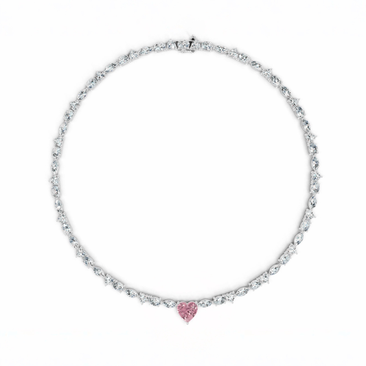 Alma Pink Heart Lab Diamond ( 24 ct. tw. ) Necklace (16 in.) 18K White Gold