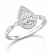 Halo Marquise Accents Lab Diamond Ring in 18K Gold - Pear