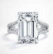 Split Shank Pave Lab Diamond Ring in 18K Gold - Emerald