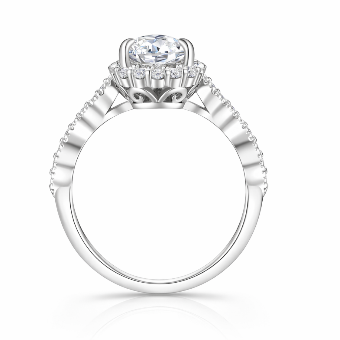 Halo Marquise Accents Lab Diamond Ring in 18K Gold - Pear