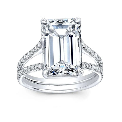 Split Shank Pave Lab Diamond Ring in 18K Gold - Emerald
