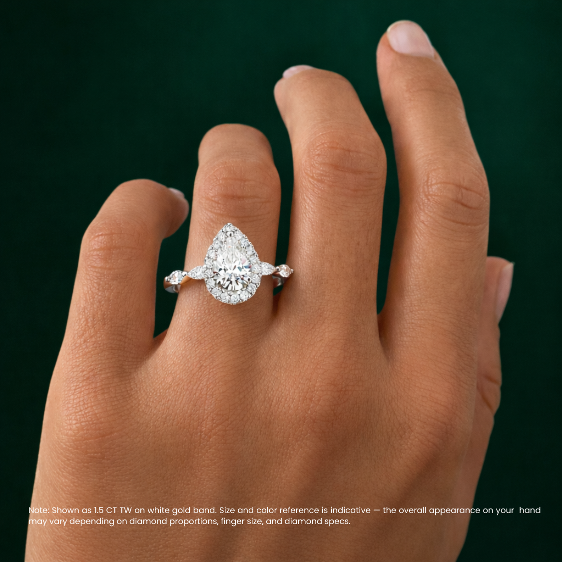 Halo Marquise Accents Lab Diamond Ring in 18K Gold - Pear