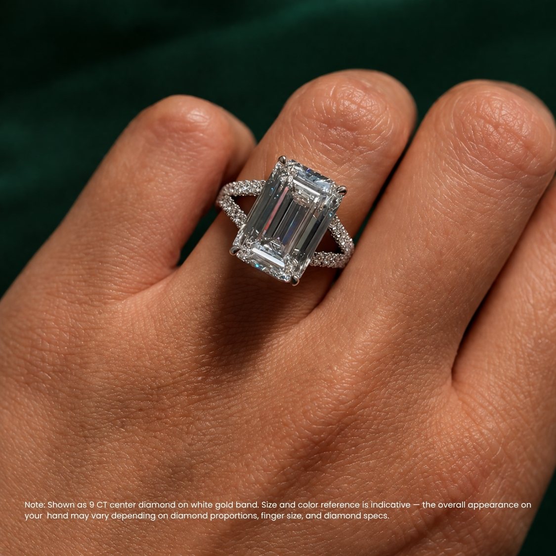 Split Shank Pave Lab Diamond Ring in 18K Gold - Emerald