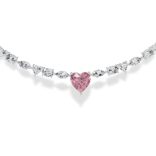 Alma Pink Heart Lab Diamond ( 24 ct. tw. ) Necklace (16 in.) 18K White Gold