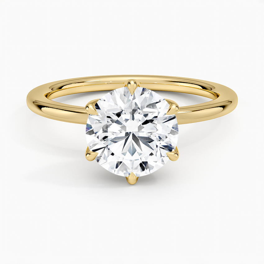2 carat lab diamond VS1 F; 6 prongs solitaire, gold 18karat