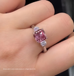 Trilogy Fancy Colored Lab Diamond Ring (Round Side Diamonds) in White Gold 18K