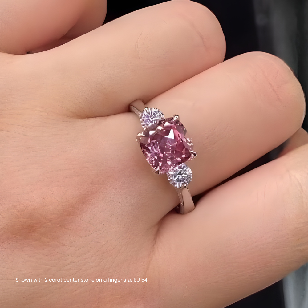 Trilogy Fancy Colored Lab Diamond Ring (Round Side Diamonds) in White Gold 18K