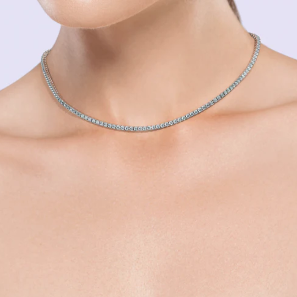 Tennis Lab Diamond (9 ct.) Necklace (16 in.) 18K White Gold