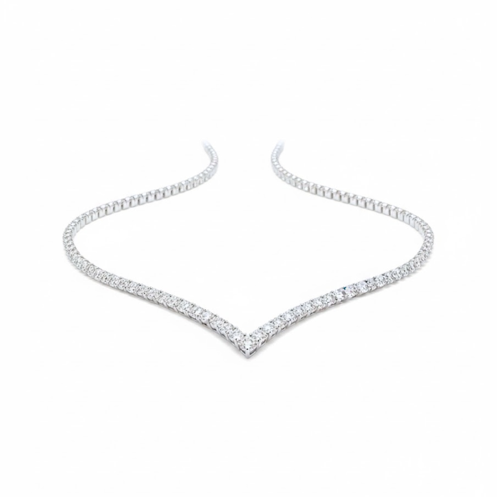 V-Shaped Tennis Lab Diamond (20 ct) Necklace (17 in.) 18K White Gold