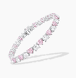 Pink and White North-South Heart Tennis Lab Diamond Bracelet (21 ct. tw.) 18K White Gold