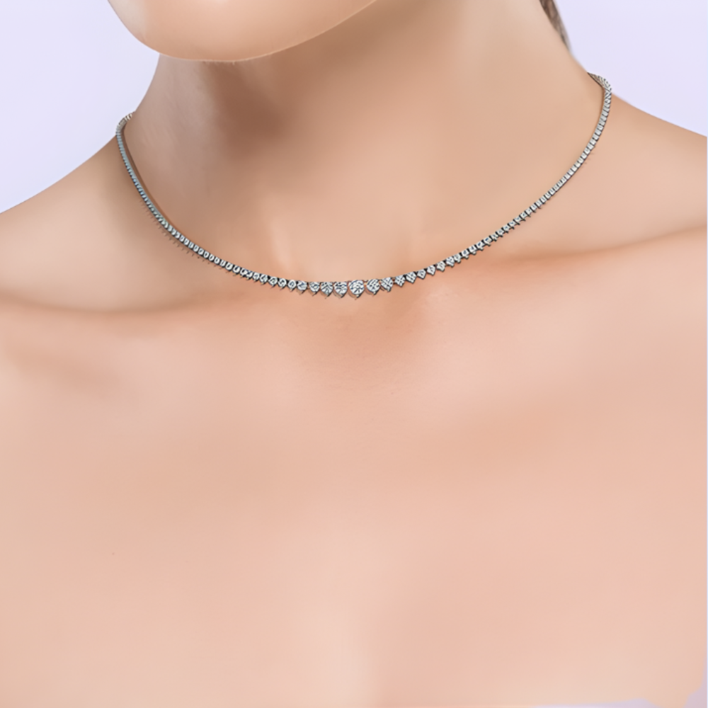 Tennis Graduated Lab Diamond (5 ct.) Necklace (16 in.) 18K White Gold