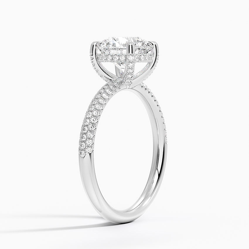 3-sided Pave Hidden Halo Lab Diamond Ring