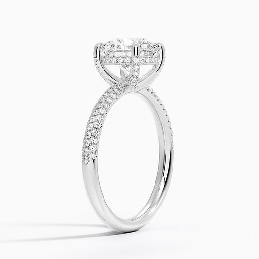 3-sided Pave Hidden Halo Lab Diamond Ring