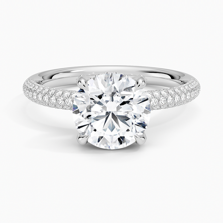 3-sided Pave Hidden Halo Lab Diamond Ring