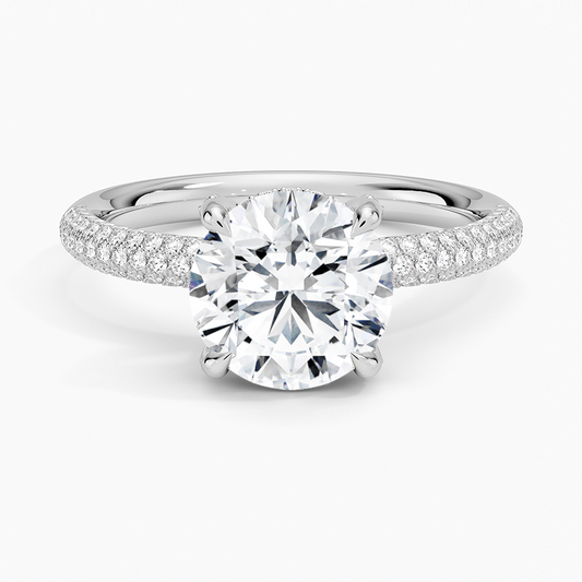3-sided Pave Hidden Halo Lab Diamond Ring