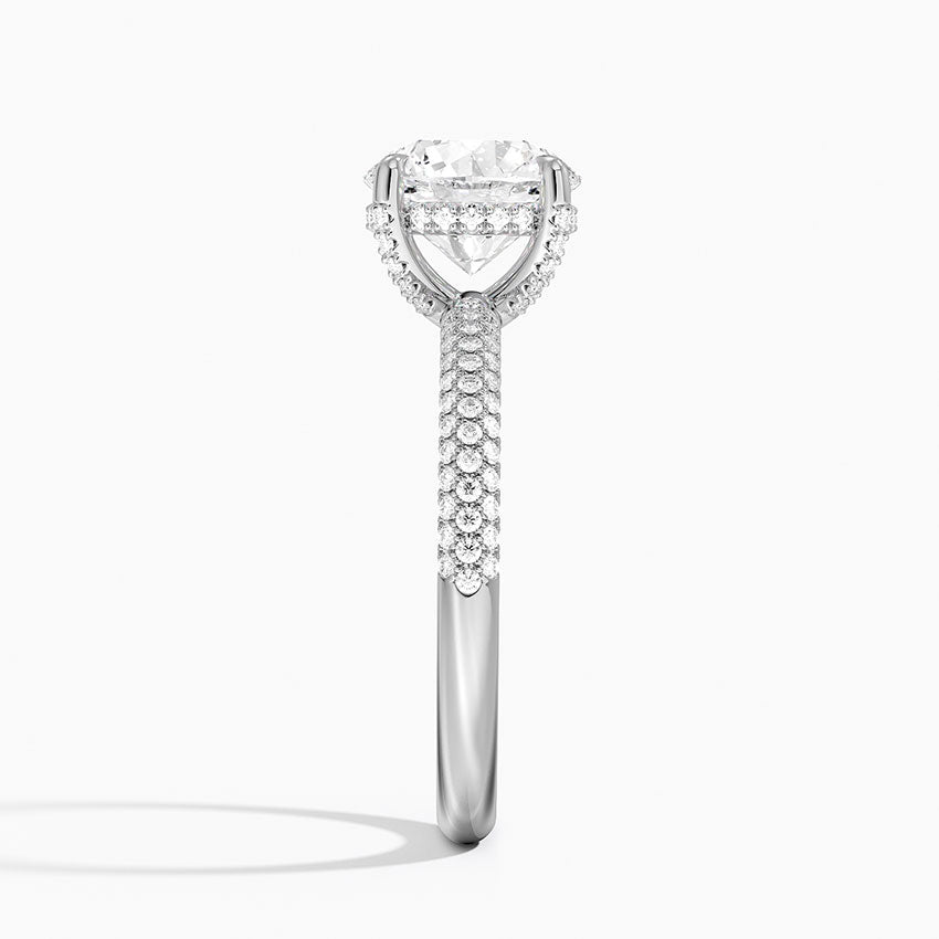 3-sided Pave Hidden Halo Lab Diamond Ring