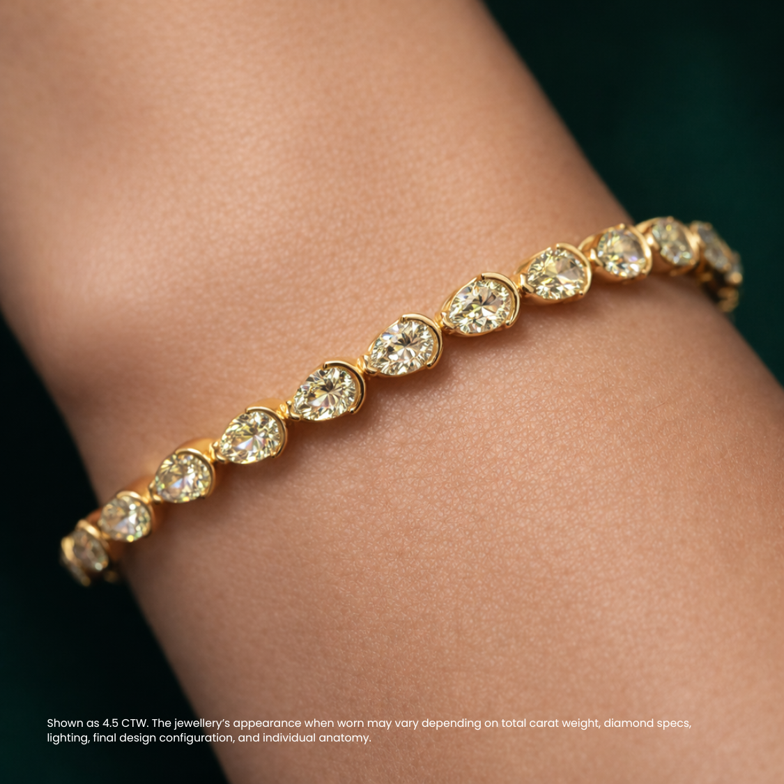 Half-Bezel Fancy Yellow Pear Tennis Lab Diamond Bracelet (4.5 ct. tw.) 18K Yellow Gold