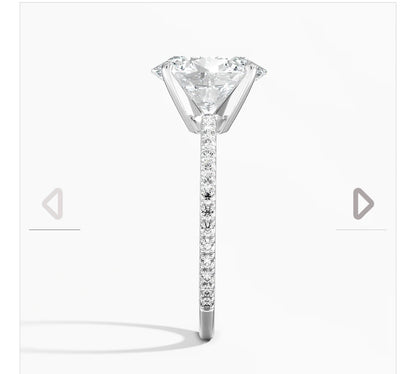 2.5 carat oval IGI certified lab diamond VS1 F; white gold18karat; ring size 16mm; 2mm band;