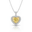 Halo Yellow Heart Pendant Lab Diamond ( 4 ct. tw. ) Necklace 18K Gold
