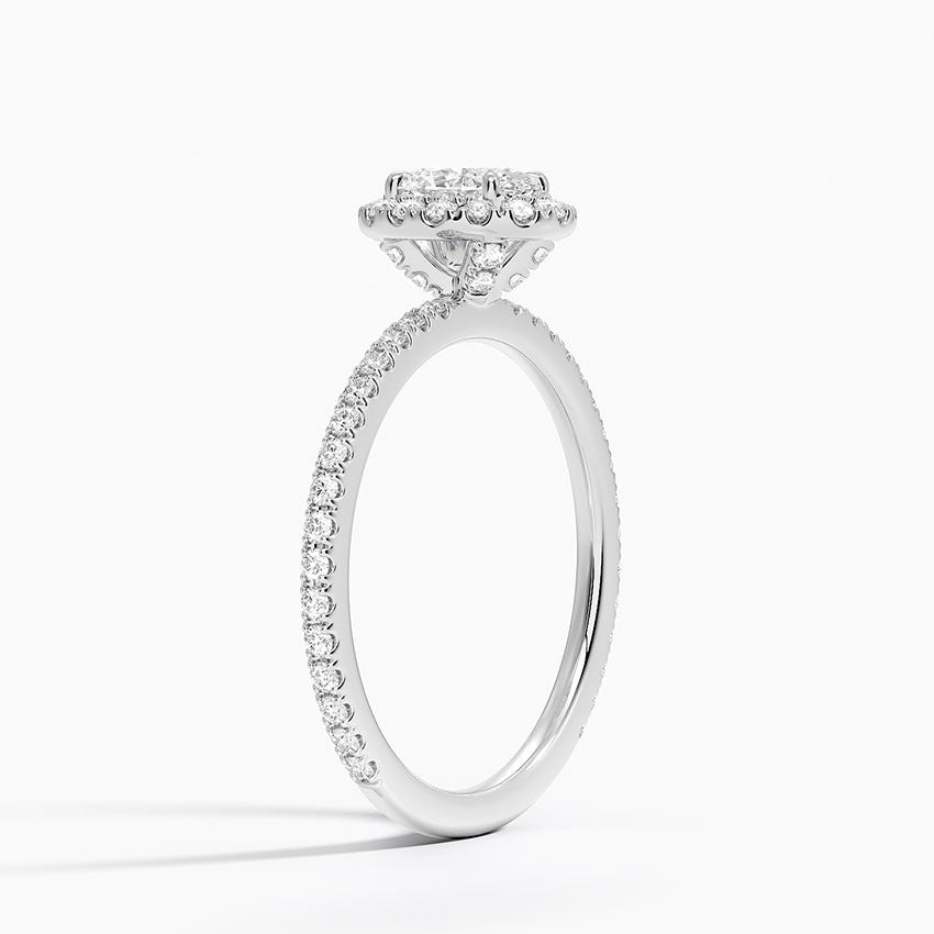 0.5 ct Oval Lab Diamond  + 0.5 ct Halo Pavé Ring 18K Gold (1 ct tcw.)