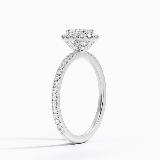 0.5 ct Oval Lab Diamond  + 0.5 ct Halo Pavé Ring 18K Gold (1 ct tcw.)