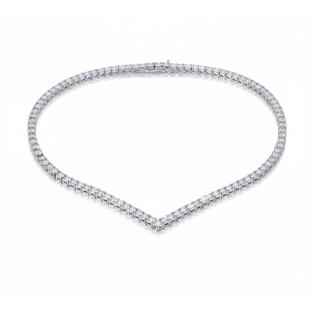 V-Shaped Tennis Lab Diamond (20 ct) Necklace (17 in.) 18K White Gold